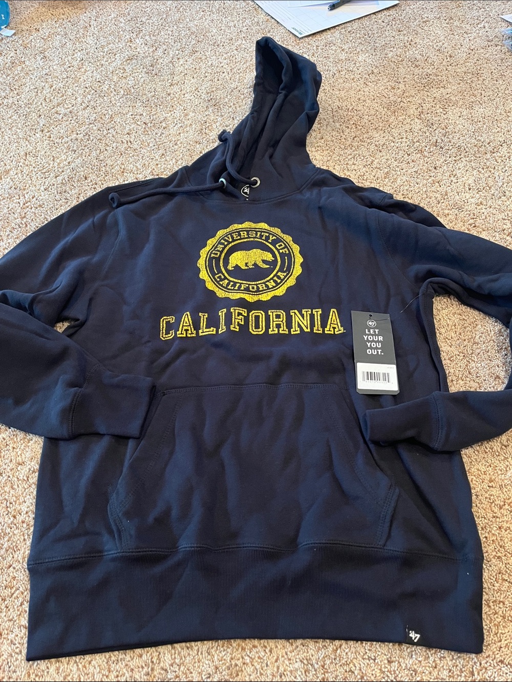 47 Brand Navy Crewneck Sweatshirt with Yellow University of California Logo